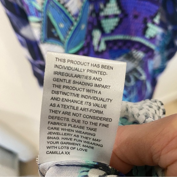 CAMILLA crystal embellished printed 100% silk crepe kaftan ONESIZE - Picture 5 of 6